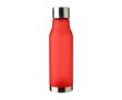 Gourde en RPET aspect givré couvercle et fond acier inoxydable 600ml couleur rouge