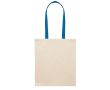 Sac en coton couleur naturelle avec longues anses colorées, 140 g/m² couleur bleu roi