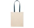 Sac en coton couleur naturelle avec longues anses colorées, 140 g/m² couleur bleu