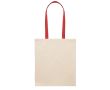 Sac en coton couleur naturelle avec longues anses colorées, 140 g/m² couleur rouge