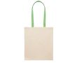 Sac en coton couleur naturelle avec longues anses colorées, 140 g/m² couleur vert lime