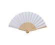 Éventail à main fabriqué en bois et polyester avec design uni couleur blanc