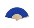 Éventail à main fabriqué en bois et polyester avec design uni couleur bleu roi