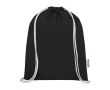 Sac en coton recyclé résistant avec cordons 140 g/m² couleur noir