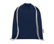 Sac en coton recyclé résistant avec cordons 140 g/m² couleur bleu marine