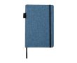 Carnet avec couverture tissu RPET et porte-stylo A5 feuilles lignées couleur cyan