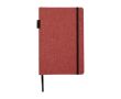 Carnet avec couverture tissu RPET et porte-stylo A5 feuilles lignées couleur saumon