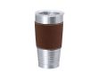 Gobelet isotherme acier inoxydable bande colorée polyuréthane, 420 ml couleur marron
