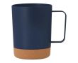 Tasse en PP détail en liège au fond et une poignée carrée, 400 ml couleur bleu marine