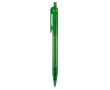 Stylo transparent en plastique avec détail sur le bouton-poussoir couleur vert transparent