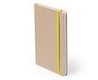 Carnet en carton recyclé, élastique coloré, feuilles lisses format A5 couleur jaune