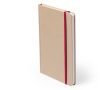 Carnet en carton recyclé, élastique coloré, feuilles lisses format A5 couleur rouge