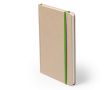 Carnet en carton recyclé, élastique coloré, feuilles lisses format A5 couleur vert