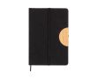 Carnet éco, couverture en RPET, support téléphone, feuilles lisses A5 couleur noir