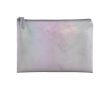 Trousse moderne en PU avec effet irisé et tirette assortie couleur translucide