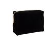 Trousse en velours de polyester avec fermeture éclair dorée 280 g/m2 couleur noir