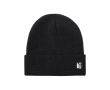 Bonnet en maille polyester RPET avec revers sur le devant couleur noir
