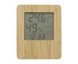 Station météo et horloge en bambou avec support pliable couleur bois