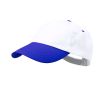 Casquette 5 panneaux en coton avec velcro en plusieurs coloris couleur blanc/bleu