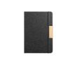 Cahier A5 rigide en bambou et RPET avec fermeture, pages lignées couleur noir