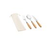 Set de 3 couverts en bois d'acacia et acier inoxydable couleur naturel