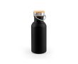 Bouteille en acier inoxydable avec bouchon en bambou et anse 580ml couleur noir