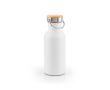 Bouteille en acier inoxydable avec bouchon en bambou et anse 580ml couleur blanc