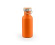 Bouteille en acier inoxydable avec bouchon en bambou et anse 580ml couleur orange