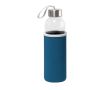 Bouteille en verre avec bouchon en acier inoxydable et sangle 520ml couleur bleu