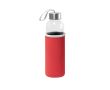 Bouteille en verre avec bouchon en acier inoxydable et sangle 520ml couleur rouge