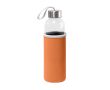 Bouteille en verre avec bouchon en acier inoxydable et sangle 520ml couleur orange
