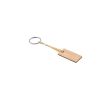 Porte-clés rectangulaire en bambou avec cordon et anneau en métal couleur naturel
