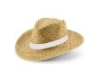 Chapeau en paille naturelle avec ruban personnalisé sublimé couleur blanc
