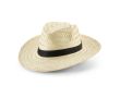 Chapeau en paille naturelle avec ruban en polyester couleur noir
