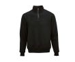 Sweat-shirt unisexe en coton bio avec fermeture 1/4 340g/m² couleur noir