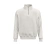 Sweat-shirt unisexe en coton bio avec fermeture 1/4 340g/m² couleur blanc