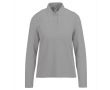 Polo classique pour femme en coton piqué à manches longues 180 g/m²  couleur gris chiné