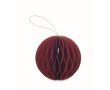 Décoration papier pliable en forme de boule de Noël personnalisable couleur rouge