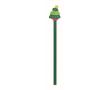 Crayon en bois de peuplier avec motifs de Noël et gomme couleur vert
