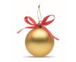 Boule de Noël à suspendre avec ruban, présentée dans une boîte cadeau couleur doré