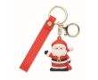 Porte-clés en plastique avec figurine de Père Noël et anneau couleur rouge