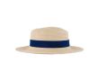 Chapeau en papier couleur naturelle avec ruban coloré à personnaliser couleur bleu