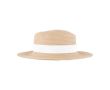 Chapeau en papier couleur naturelle avec ruban coloré à personnaliser couleur blanc