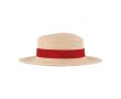 Chapeau en papier couleur naturelle avec ruban coloré à personnaliser couleur rouge