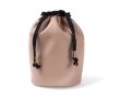 Trousse type sac en cuir synthétique avec fermeture à cordons couleur beige