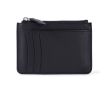 Portefeuille-porte-cartes en cuir noir avec fermeture éclair centrale couleur noir
