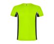 T-shirt de sport bicolore pour enfant en polyester 140 g/m² Roly Bicolor Kinder-Sport-T-Shirt aus Polyester, 140 g/m2 Roly  couleur vert fluorescent