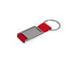 Porte-clés métallique avec sangle textile au design contemporain couleur rouge