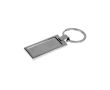 Porte-clés en métal chromé, finition brillante, forme rectangulaire couleur argenté