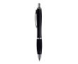 Stylo en plastique transparent avec détails métalliques et encre bleue couleur noir transparent